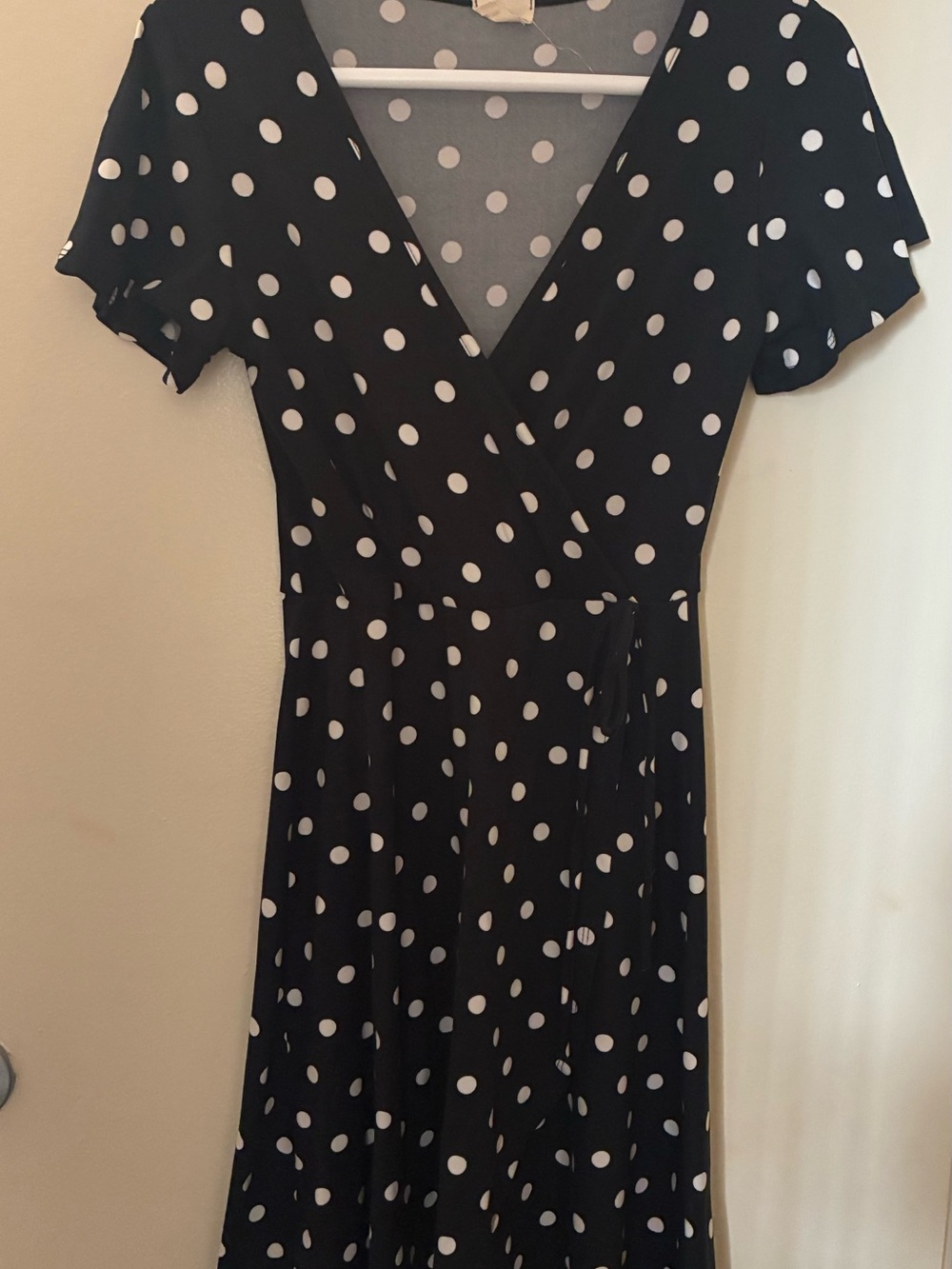 Black & White Polka Dot Wrap Dress - Women